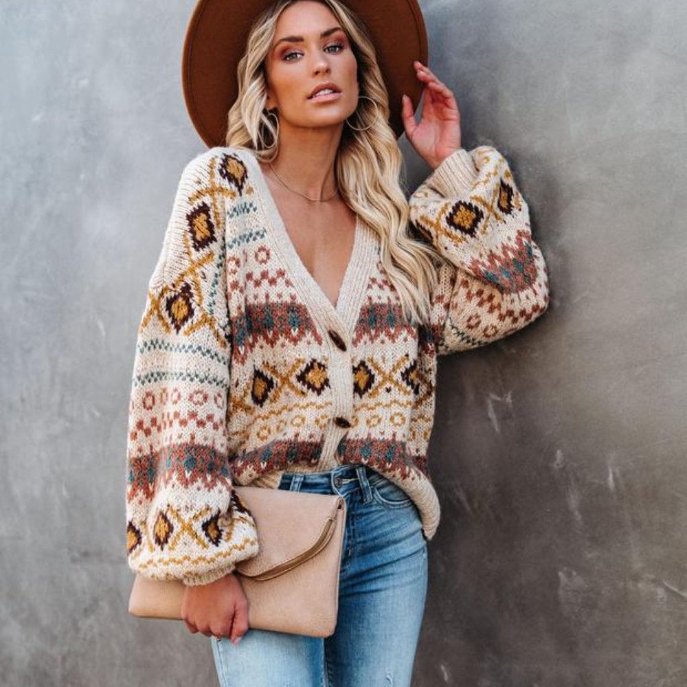 Button Front Cottage Cardigan Sweater - Picture 2 of 8